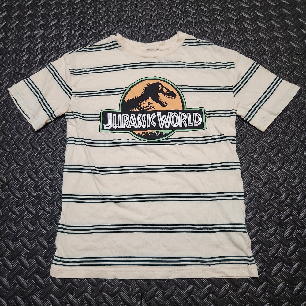 H&M Jurassic World Striped Tee - Cream and Black